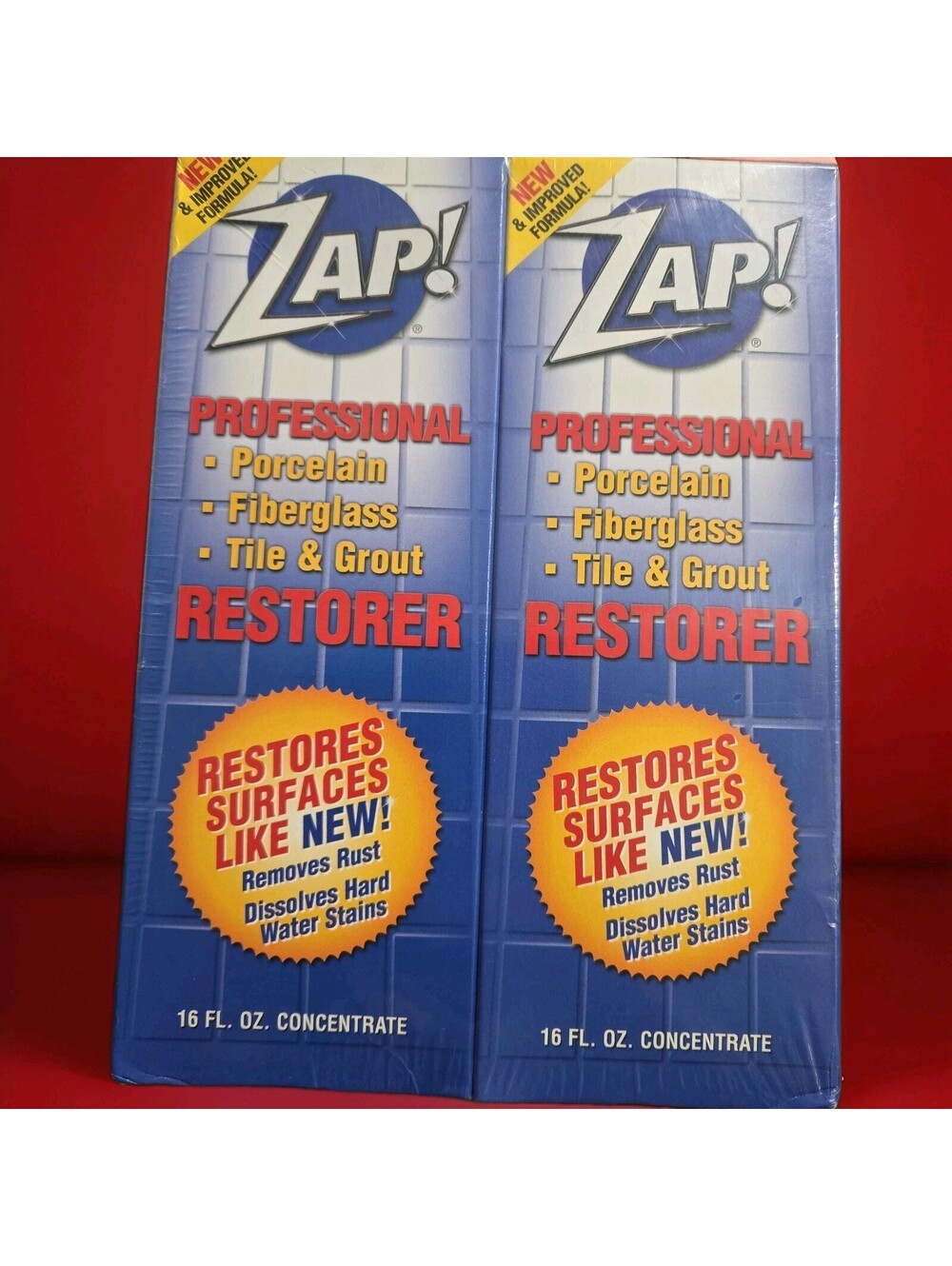 Lot of 2 ZAP Professional Porcelain Fiberglass Tile Grout Restorer New 16 oz ea